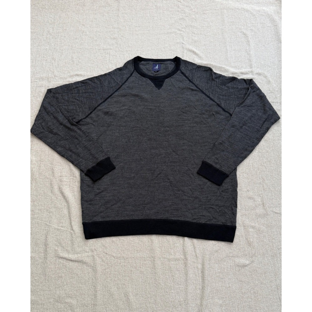 Johnnie-O Mens XL Boggs Extrafine Merino Wool Crewneck Sweater Navy Raglan